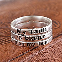 Sterling silver band ring, 'Power of Belief' - Sterling Silver Faith Band Ring