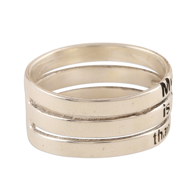 Sterling silver band ring, 'Power of Belief' - Sterling Silver Faith Band Ring