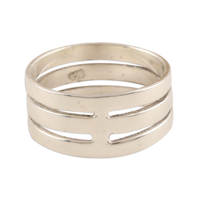 Sterling silver band ring, 'Power of Belief' - Sterling Silver Faith Band Ring
