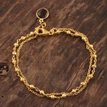 Gold plated smoky quartz charm bracelet, 'Golden Power' - 18k Gold Plated Beaded Charm Bracelet