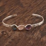 Multi-gemstone cuff bracelet, 'Captivating Trio' - Multi-Gemstone Cuff Bracelet with Labradorite