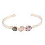 Multi-gemstone cuff bracelet, 'Captivating Trio' - Multi-Gemstone Cuff Bracelet with Labradorite