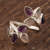 Amethyst and rose quartz cocktail ring, 'Leafy Glory' - Gemstone Cocktail Ring in Sterling Silver (image 2) thumbail