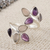 Amethyst and rose quartz cocktail ring, 'Leafy Glory' - Gemstone Cocktail Ring in Sterling Silver (image 2b) thumbail