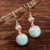 Larimar and amethyst dangle earrings, 'Silvery Moon' - Larimar Cabochon and Faceted Amethyst Dangle Earrings