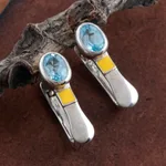 Blue topaz drop earrings, 'Charming Radiance' - Omega-Back Post Earrings with Faceted Blue Topaz