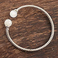 Sterling Silver and Moonstone Twist Cuff Bracelet,'Lovely Luna in White'