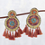 Glass beaded chandelier earrings, 'Glorious Appeal in Orange' - Glass Bead Chandelier Earrings in Shades of Orange