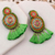 Glass beaded chandelier earrings, 'Glorious Appeal in Green' - Glass Bead Chandelier Earrings in Shades of Green