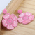 Pendientes colgantes con cuentas de cristal - Pendientes colgantes flor rosa con cuentas de cristal