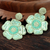 Glass beaded dangle earrings, 'Floral Beauty in Green' - Glass Beaded Green Flower Dangle Earrings