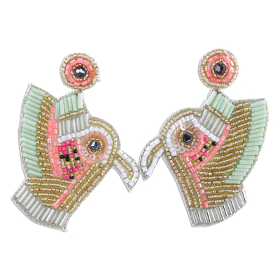 Multicolor Beaded Kingfisher Dangle Earrings