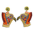 Glass beaded dangle earrings, 'Kingfisher Charm in Yellow' - Vibrant Beaded Kingfisher Dangle Earrings