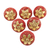 Wooden knobs, 'Golden Flower' (set of 6) - Set of 6 Red and Gold Wood Cabinet Knobs/Drawer Pulls (image 2a) thumbail