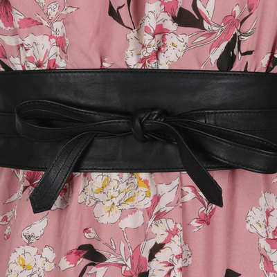 Leather obi belt, 'Stylish Appeal in Black' - Hand Crafted Black Sheep Leather Obi Belt