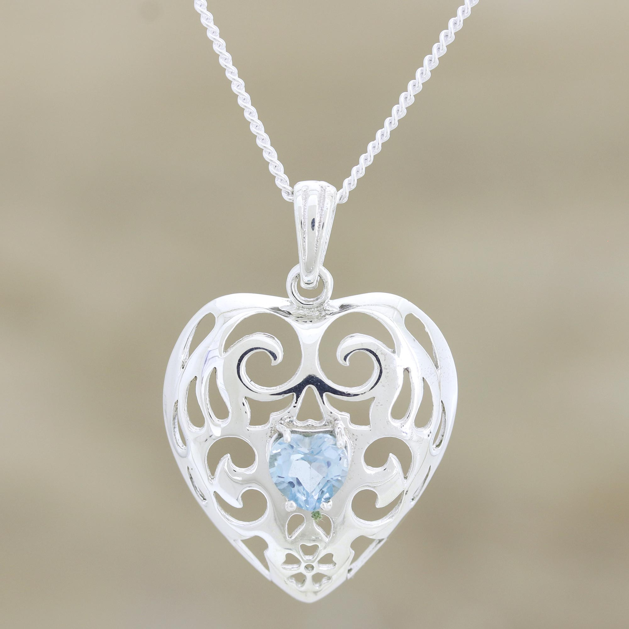 Silver Heart Filigree Jali Locket Pendant