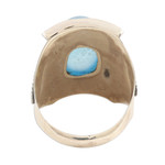 Chalcedony cocktail ring, 'Placid' - Bezel Set Blue Chalcedony Cabochon Cocktail Ring