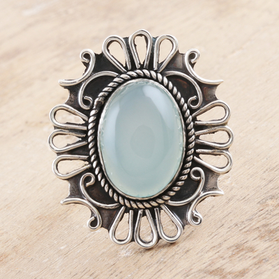 Chalcedony cocktail ring, Artistic Flower