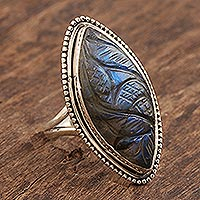 Featured review for Labradorite cocktail ring, Leafy Splendor