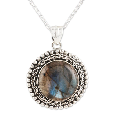 Labradorite pendant necklace, 'Dusk Falls' - Hand Crafted Labradorite and Sterling Silver Necklace