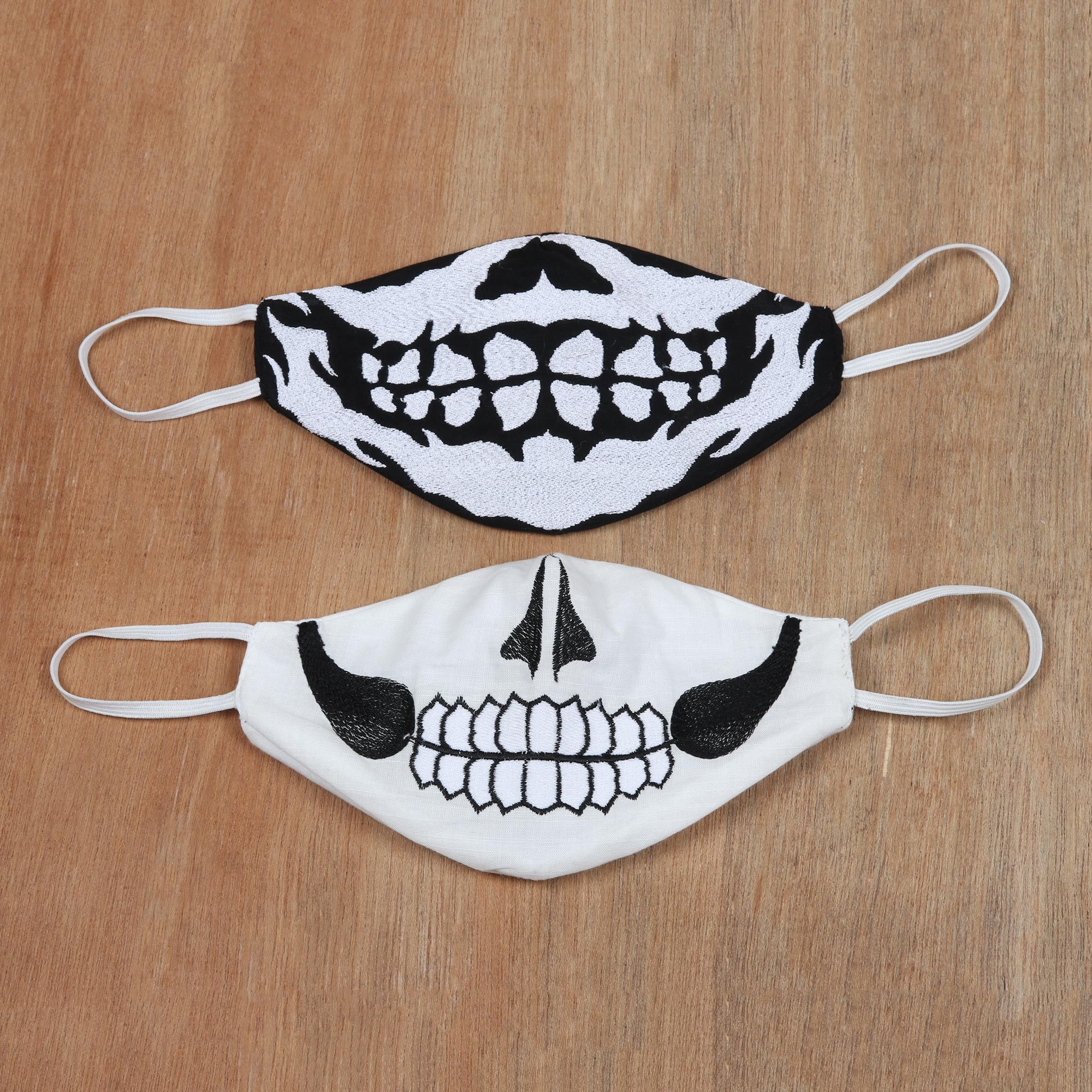 Creepy Halloween Skeleton Face Masks Pair Creepy Halloween NOVICA