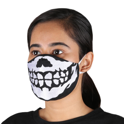 Gesichtsmasken aus Baumwolle, (Paar) - Gruseliges Halloween-Skelett-Gesichtsmaskenpaar