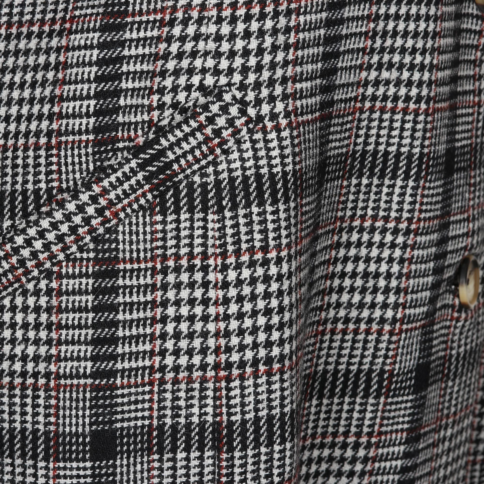 UNICEF Market | Black and White Glen Plaid Car Coat - Delhi Classic