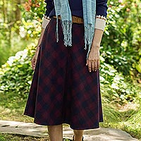 Wool blend skirt, 'Jaipur Chic in Plaid' - Hand Made Wool Blend Plaid Skirt