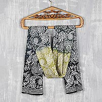 Featured review for Cotton batik scarf, Water World in Charcoal