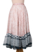 Cotton and silk midi skirt, 'Mumbai Redwood' - Hand-Block Printed Brown and Blue Cotton and Silk Midi Skirt