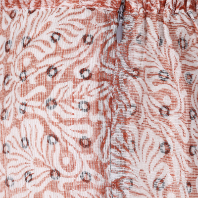Cotton and silk midi skirt, 'Mumbai Redwood' - Hand-Block Printed Brown and Blue Cotton and Silk Midi Skirt