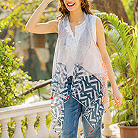 Block printed cotton blend vest, 'Mumbai Joy' - Block Printed Cotton Silk Blend Vest