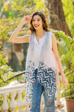 Block printed cotton blend vest, 'Mumbai Joy' - Block Printed Cotton Silk Blend Vest