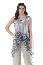 Block printed cotton blend vest, 'Mumbai Joy' - Block Printed Cotton Silk Blend Vest