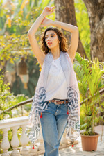 Block printed cotton blend vest, 'Mumbai Joy' - Block Printed Cotton Silk Blend Vest