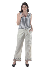 Block-printed cotton pants, 'Summer Elegance' - Block-Printed Cotton Pants from India