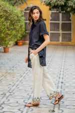 Block-printed cotton pants, 'Summer Elegance' - Block-Printed Cotton Pants from India