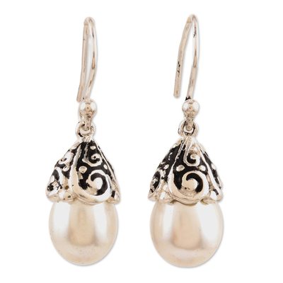 Pendientes colgantes de perlas cultivadas - Pendientes colgantes de perlas cultivadas de agua dulce elaborados artesanalmente