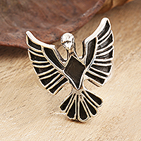 Men's sterling silver ring, 'Eagle Fantasy' - Men's Hand Crafted Sterling Silver Eagle Ring