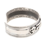 Sterling silver cuff bracelet, 'Shiva Prayer' - Hand Made Sterling Silver Hindi Cuff Bracelet