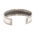 Sterling silver cuff bracelet, 'Shiva Prayer' - Hand Made Sterling Silver Hindi Cuff Bracelet
