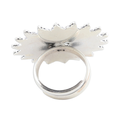 Sterling silver cocktail ring, 'Speckled Sunflower' - Hand Made Sterling Silver Cocktail Ring