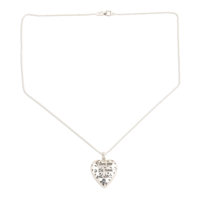 Collar colgante de plata esterlina - Collar con colgante de corazón inflado de plata de ley