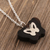 Ebony wood pendant necklace, 'Silver Gossamer' - Ebony Wood and Sterling Silver Butterfly Pendant Necklace