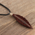 Ebony wood pendant necklace, 'Silver Veins' - Ebony Wood and Sterling Silver Pendant Necklace