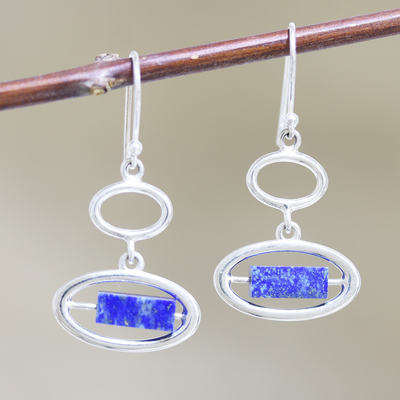 Pendientes colgantes de lapislázuli - Pendientes colgantes de lapislázuli hechos a mano
