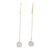 Gold plated druzy quartz threader earrings, 'Hanging Star in White' - Hand Made Gold Plated Druzy Quartz Dangle Earrings