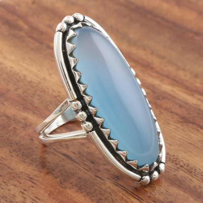 Chalcedony cocktail ring, Crowned in Glory in Blue
