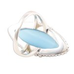 Chalcedony cocktail ring, 'Sky Royal' - Marquise Bezel Set Blue Chalcedony Cabochon Cocktail Ring