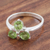 Peridot cocktail ring, 'August Leaves' - Peridot Cluster Sterling Silver Cocktail Ring